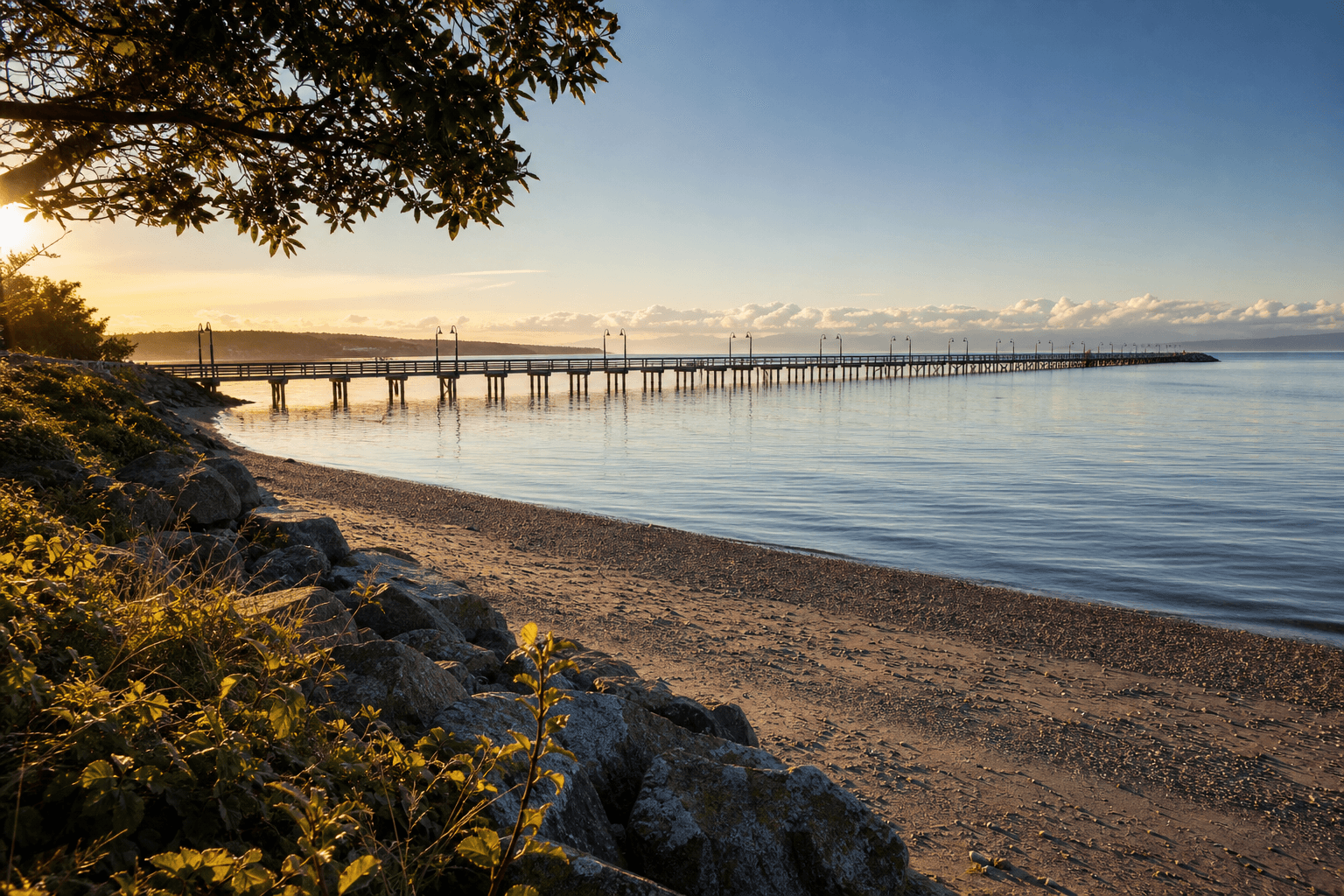 White Rock Pier and Semiahmoo Bay waterfront in South Surrey, British Columbia